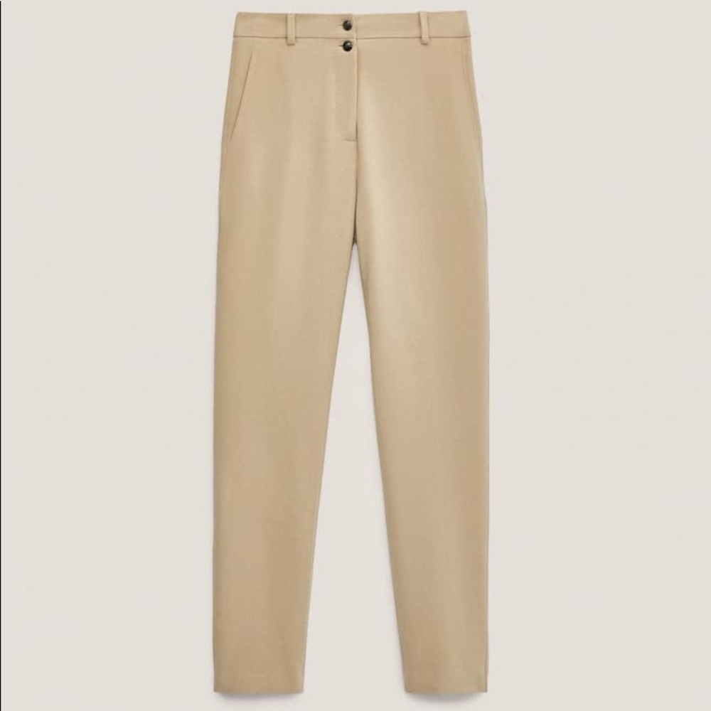 NWT. Massimo Dutti Cream/Gray Viscose/Wool Mid-waist Skinny Fit Trousers Size 4. - Picture 3 of 9